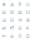 Corporate trips linear icons set. Business, Conference, Retreat, Team-building, Nerking, Training, Meetings line vector