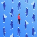 Corporate workers, managers isometric seamless pattern. Male and female employees with cases, businessman and