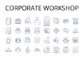 Corporate workshop line icons collection. Business seminar, Leadership retreat, Executive coaching, Team building Royalty Free Stock Photo