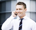 Corporate Young Man On Cellular Phone Royalty Free Stock Photo