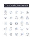 Corporation advance line icons collection. radition, Culture, Ritual, Belief, Custom, Behavior, Mores vector and linear