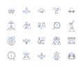 Corporation advance outline icons collection. Corporation, Advance, Funding, Capital, Investment, Loan, Growth vector