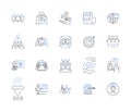 Corporation advance outline icons collection. Corporation, Advance, Funding, Capital, Investment, Loan, Growth vector