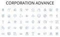 Corporation advance line icons collection. Partnership, Synergy, Cooperation, Teamwork, Alliance, Unity, Joint effort