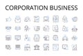 Corporation business line icons collection. Partnership venture, Firm enterprise, Company concern, Establishment