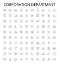 Corporation department outline icons collection. Corporate, Department, Finance, Accounting, Human Resources, Legal