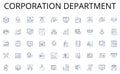 Corporation department line icons collection. Distributions, Shares, Assignments, Allotments, Division, Allocation