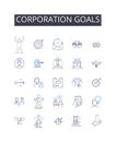 Corporation goals line icons collection. Business objectives, Company aspirations, Enterprise targets, Organization