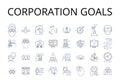 Corporation goals line icons collection. Business objectives, Company aspirations, Enterprise targets, Organization