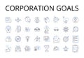 Corporation goals line icons collection. Business objectives, Company aspirations, Enterprise targets, Organization