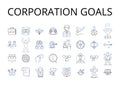 Corporation goals line icons collection. Business objectives, Company aspirations, Enterprise targets, Organization