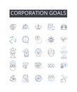 Corporation goals line icons collection. Metamorphosis, Alteration, Renewal, Change, Shift, Evolution, Revolution vector