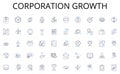 Corporation growth line icons collection. Gratitude, Courageous, Inspirational, Brave, Selfless, Dedication, Heroism