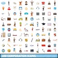 100 corporation icons set, cartoon style Royalty Free Stock Photo