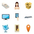 Corporation icons set, cartoon style