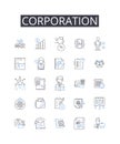 Corporation line icons collection. Business entity, Conglomerate, Company group, Commercial enterprise, Concern
