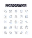 Corporation line icons collection. Business entity, Conglomerate, Company group, Commercial enterprise, Concern