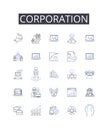 Corporation line icons collection. dventure, exploration, wilderness, nature, outdoors, hiking, travel vector and linear Royalty Free Stock Photo