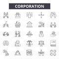 Corporation line icons, signs, vector set, outline illustration concept