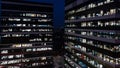 Corporation office buildings at night. Royalty Free Stock Photo