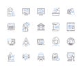 Corporation office outline icons collection. Corporate, Office, Building, Headquarters, Complex, Suite, Headquarters