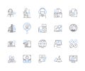 Corporation office space outline icons collection. Corporate, Office, Space, Facility, Rent, Lease, Room vector and