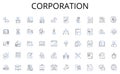 Corporation line icons collection. Medications, Prescriptions, Vaccines, Antibiotics, Drugs, Remedy, Cure vector and