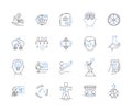 Corporation progress outline icons collection. Growth, Expansion, Progress, Development, Advancement, Expansion, Profits