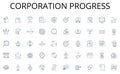 Corporation progress line icons collection. ollaboration, Teamwork, Cooperation, Partnership, Unity, Alliance, Synergy