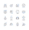 Corporation progression line icons collection. Growth, Expansion, Advancement, Development, Evolution, Modernization