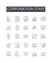 Corporation staff line icons collection. Business workers, Firm personnel, Company employees, Enterprise team