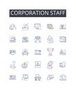 Corporation staff line icons collection. Business workers, Firm personnel, Company employees, Enterprise team