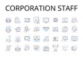 Corporation staff line icons collection. Business workers, Firm personnel, Company employees, Enterprise team