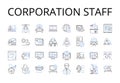 Corporation staff line icons collection. Business workers, Firm personnel, Company employees, Enterprise team