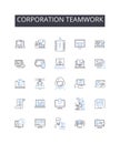 Corporation teamwork line icons collection. Illness, Injury, Medical, Emergency, Clinic, Treatment, Urgent vector and