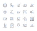 Corporation workflow outline icons collection. Corporate, Workflow, Process, Management, Automation, Systems, Analysis