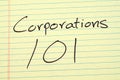 Corporations 101 On A Yellow Legal Pad Royalty Free Stock Photo