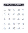 Corporative people line icons collection. Business Partners, Working Professionals, Cooperative Members, Team Players
