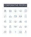 Corporative people line icons collection. Business Partners, Working Professionals, Cooperative Members, Team Players