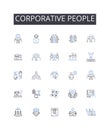 Corporative people line icons collection. Medical, Evaluative, Analysis, Examination, Assessment, Prognostic Royalty Free Stock Photo