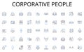 Corporative people line icons collection. Query, Indexing, Ranking, Search, Retrieval, Database, Algorithm vector and Royalty Free Stock Photo