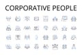 Corporative people line icons collection. Business Partners, Working Professionals, Cooperative Members, Team Players