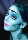 Corpse bride under blue moon light Royalty Free Stock Photo