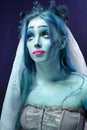 Corpse bride under blue moon light Royalty Free Stock Photo