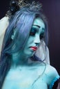 Corpse bride under blue moon light Royalty Free Stock Photo