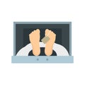 Corpse in forensic cell icon, flat style