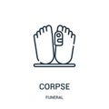 corpse icon vector from funeral collection. Thin line corpse outline icon vector illustration. Linear symbol for use on web and