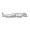 Corpse Pose Savasana black line icon. Asana in hatha yoga. Pictogram for web page, mobile app, promo. UI UX GUI design element.