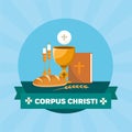 Corpus Christi Catholic religious holiday greeting card, vector illustration of template for your Corpus Christi design