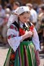 Lowicz / Poland - May 31.2018: Corpus Christi church holiday procession. Local women dressed in folk, regional costumes.